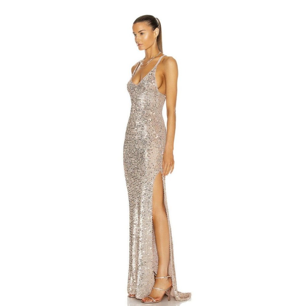 Retrofete Marie Dress Rose Gold Sequins Party - Picture 3 of 10